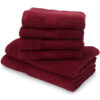 Zestaw 6 Bawełnianych Ręczników Premium - 4 (50 - 100 cm) + 2 (70 - 140 cm), 500 g/m² Bordowy