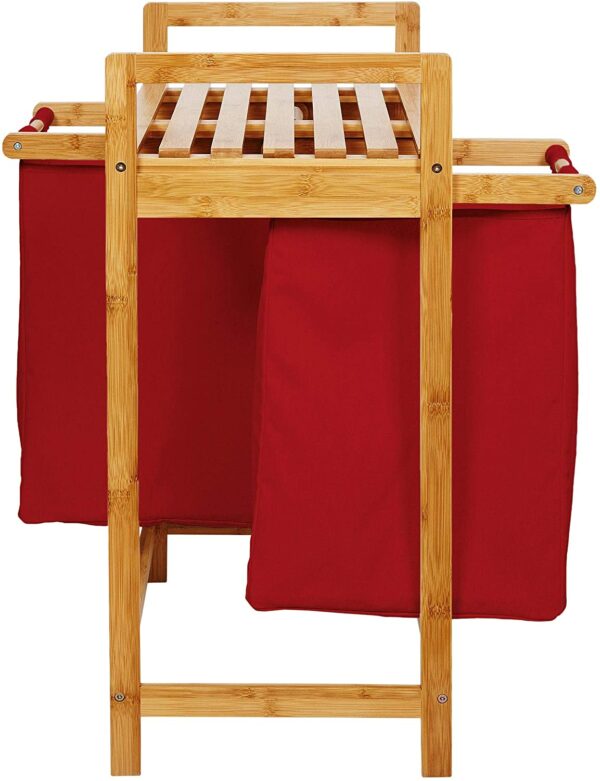Bambusowy kosz na pranie, 73 x 64 x 33 cm Czerwony