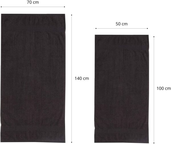 Zestaw 6 Bawełnianych Ręczników Premium - 4 (50 - 100 cm) + 2 (70 - 140 cm), 500 g/m² Antracytowy