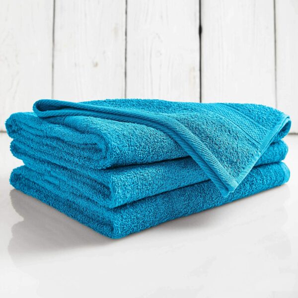 Zestaw 4 Bawełnianych Ręczników Premium - 2 (50 - 100 cm) + 2 (70 - 140 cm), 500 g/m² Turkusowy