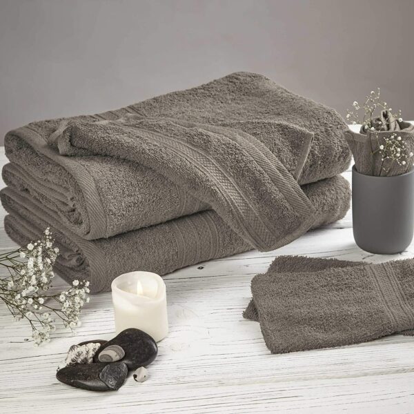 Zestaw 4 Bawełnianych Ręczników Premium - 2 (50 - 100 cm) + 2 (70 - 140 cm), 500 g/m² Taupe