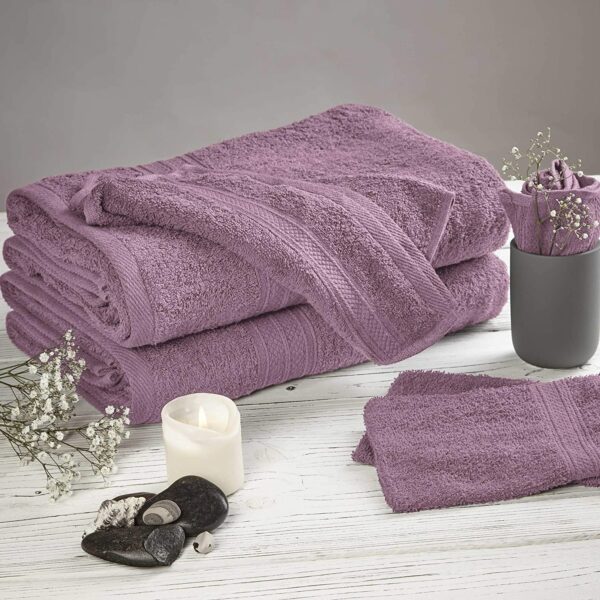 Zestaw 6 Bawełnianych Ręczników Premium - 4 (50 - 100 cm) + 2 (70 - 140 cm), 500 g/m² Lawendowy