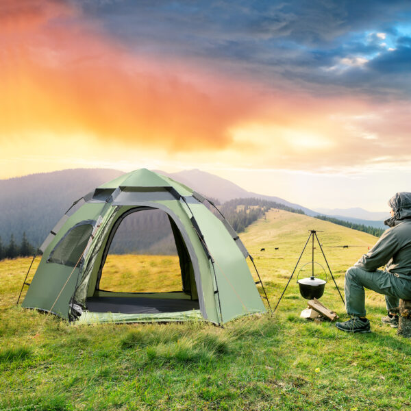 Namiot kempingowy Nybro rozkładany namiot kopułowy 240x205x140cm zielony [pro.tec]