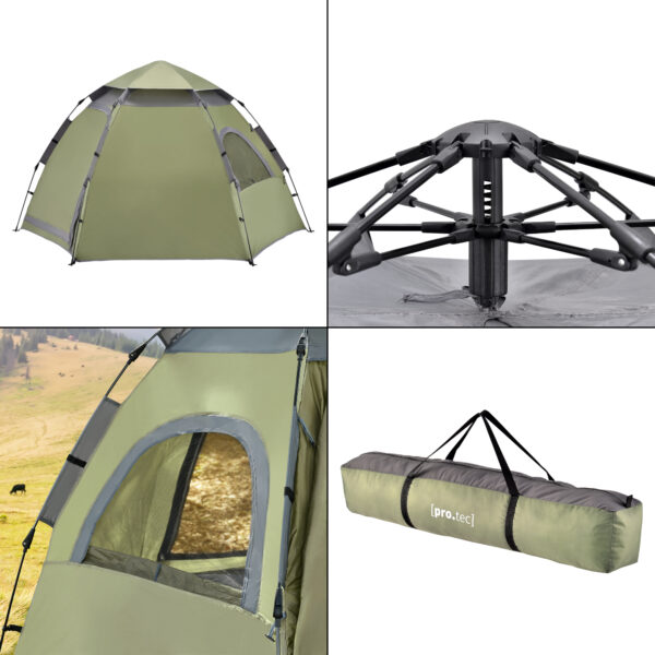 Namiot kempingowy Nybro rozkładany namiot kopułowy 240x205x140cm zielony [pro.tec]