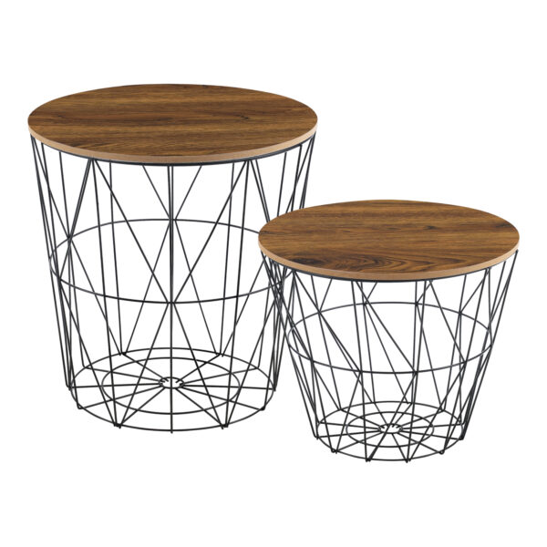 Stolik kawowy metalowy zestaw 2 dekoracyjnych stolików Brązowe