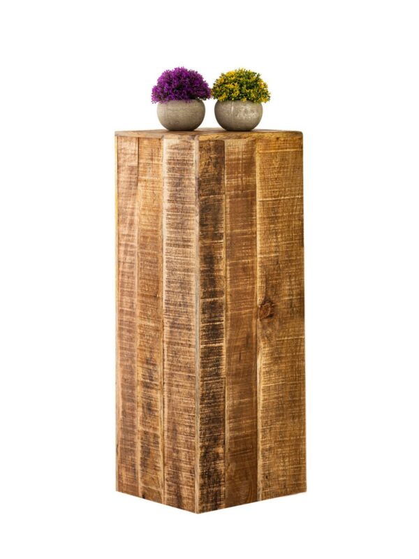 Stołek dekoracyjny kolumna na kwiaty drewno mango 27x73cm