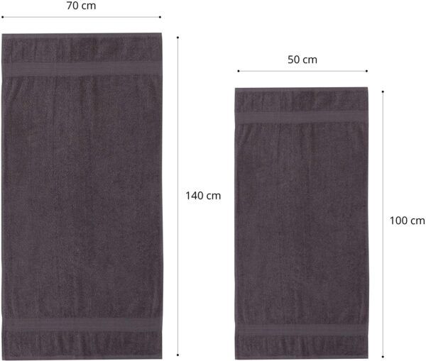 Zestaw 4 Bawełnianych Ręczników Premium - 2 (50 - 100 cm) + 2 (70 - 140 cm), 500 g/m² Szary