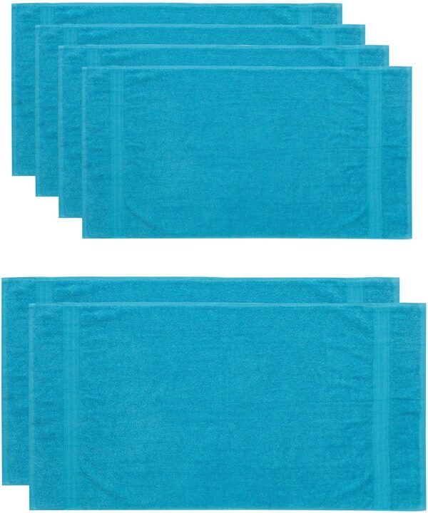 Zestaw 6 Bawełnianych Ręczników Premium - 4 (50 - 100 cm) + 2 (70 - 140 cm), 500 g/m² Turkusowy