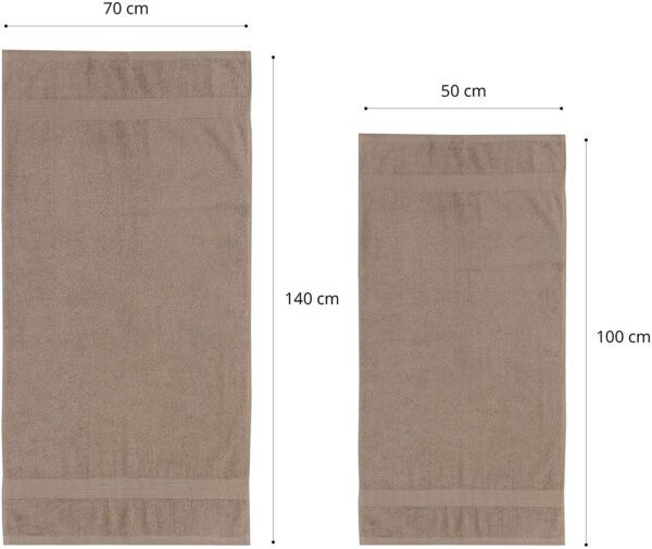 Zestaw 6 Bawełnianych Ręczników Premium - 4 (50 - 100 cm) + 2 (70 - 140 cm), 500 g/m² Taupe