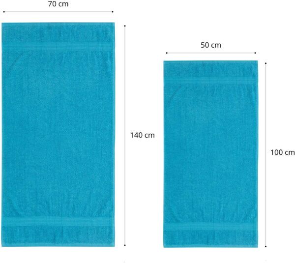 Zestaw 6 Bawełnianych Ręczników Premium - 4 (50 - 100 cm) + 2 (70 - 140 cm), 500 g/m² Turkusowy